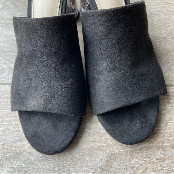 Zara  Black Faux Suede Clear Heel Slides - Picture 6 of 14